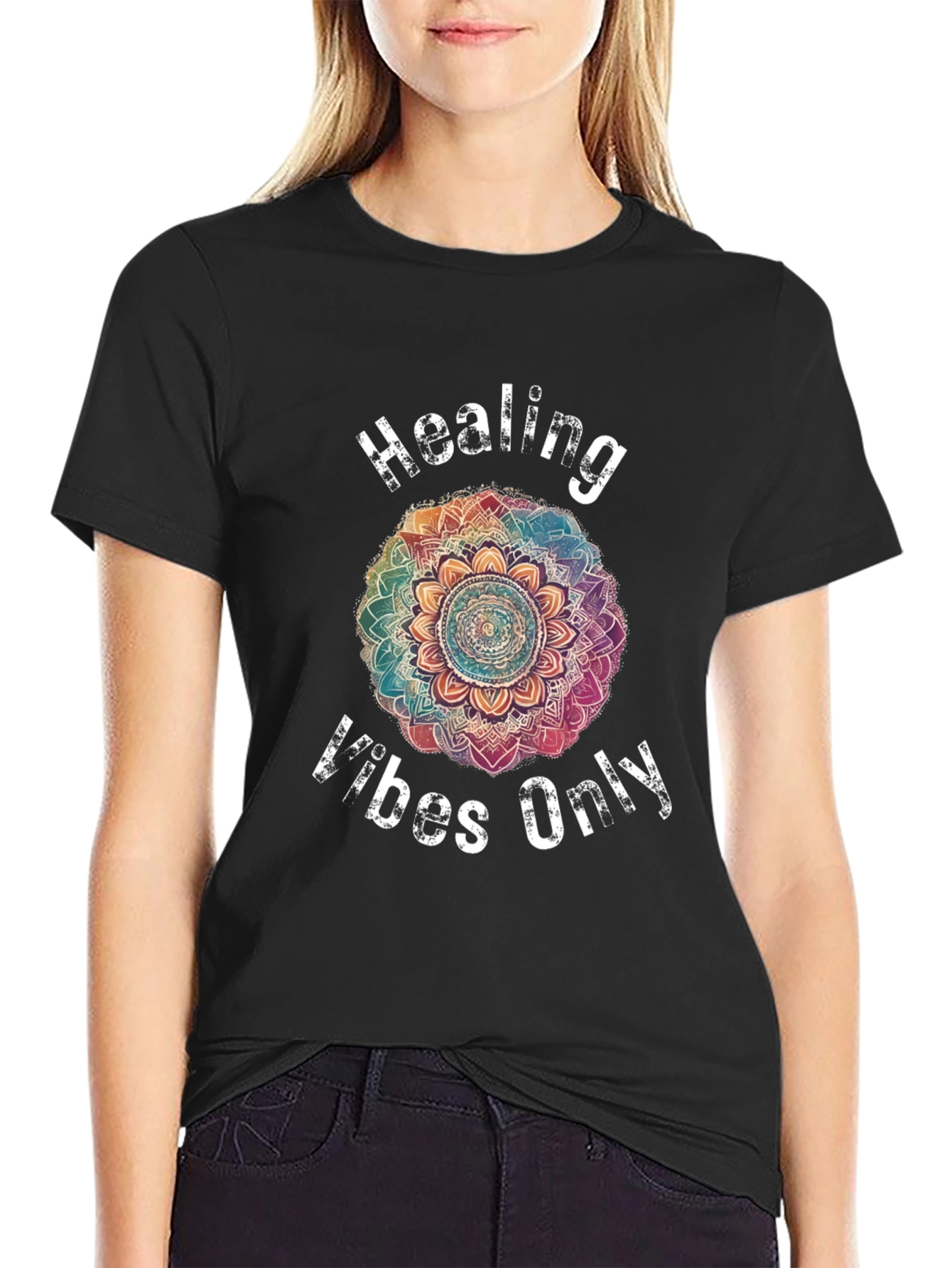 Healing Vibes Only Mandala Graphic T-Shirt