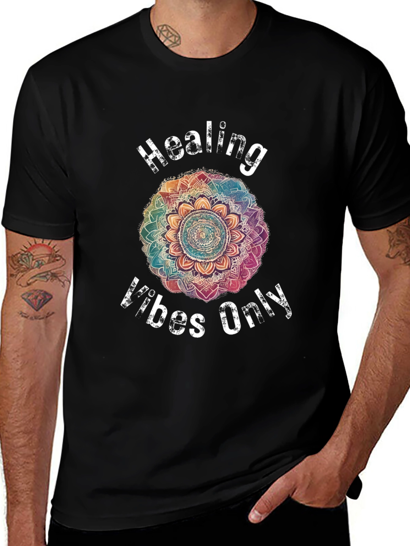 Healing Vibes Only Mandala Graphic T-Shirt