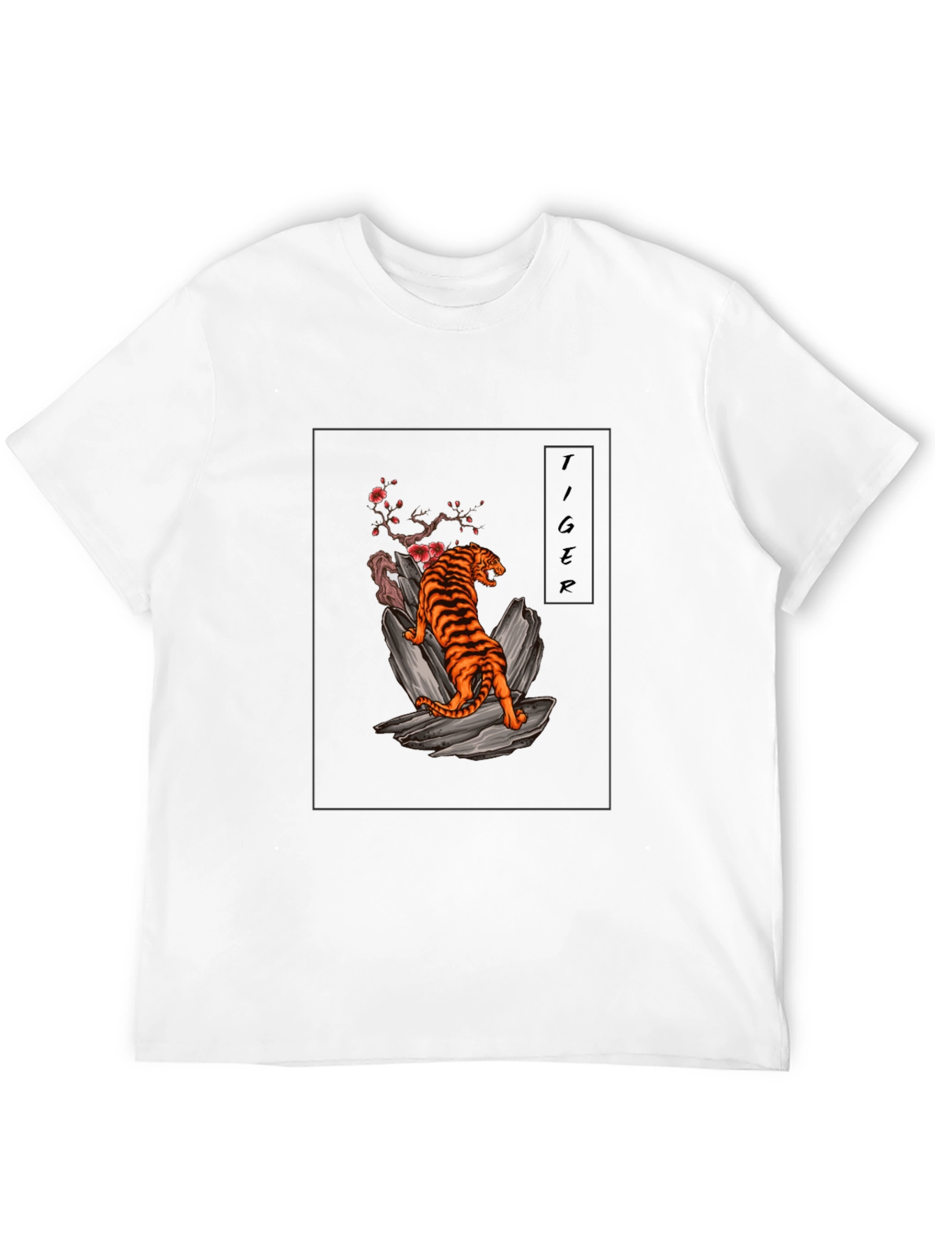 Tiger Graphic Tee - Black Cotton T-Shirt