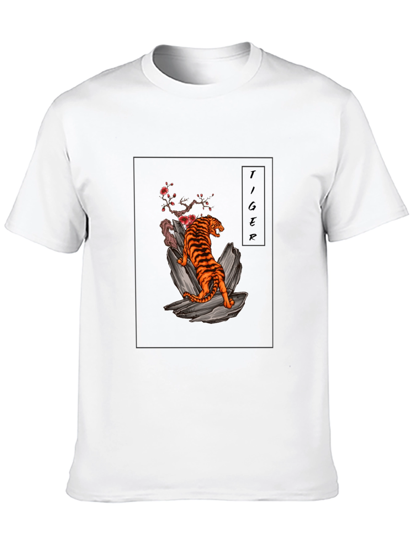 Tiger Graphic Tee - Black Cotton T-Shirt