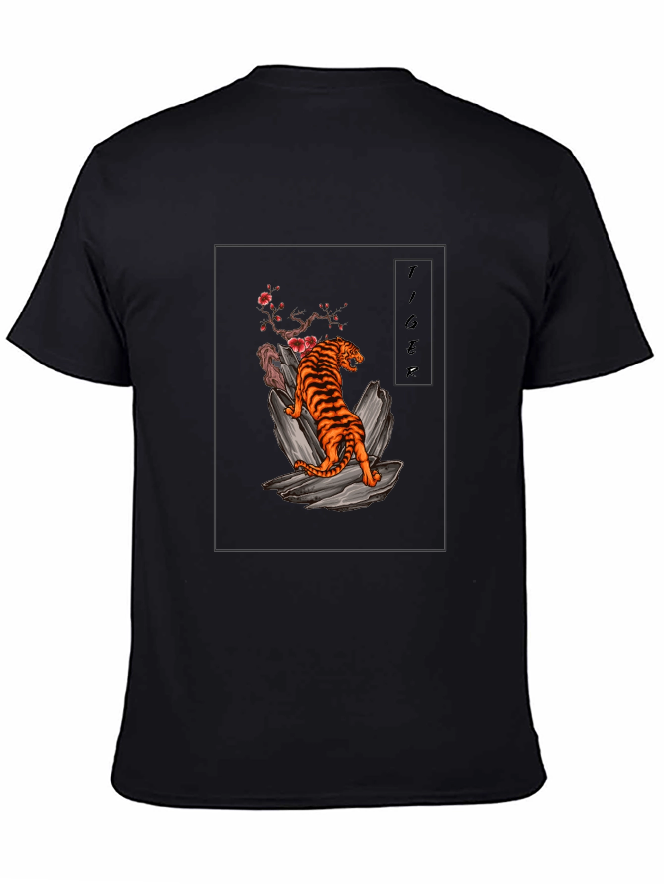 Tiger Graphic Tee - Black Cotton T-Shirt