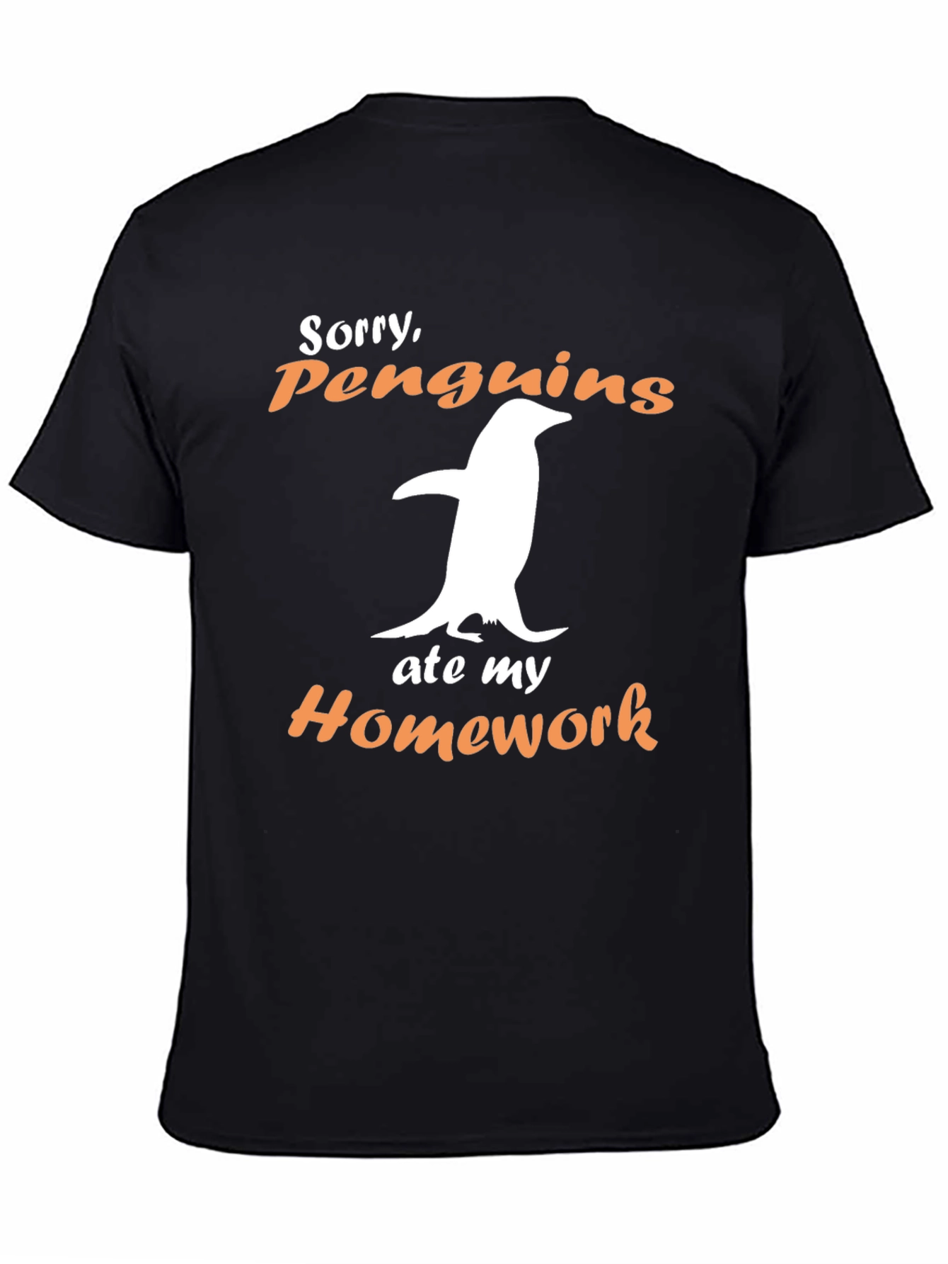 Penguin Ate My Homework Black Graphic Tee
