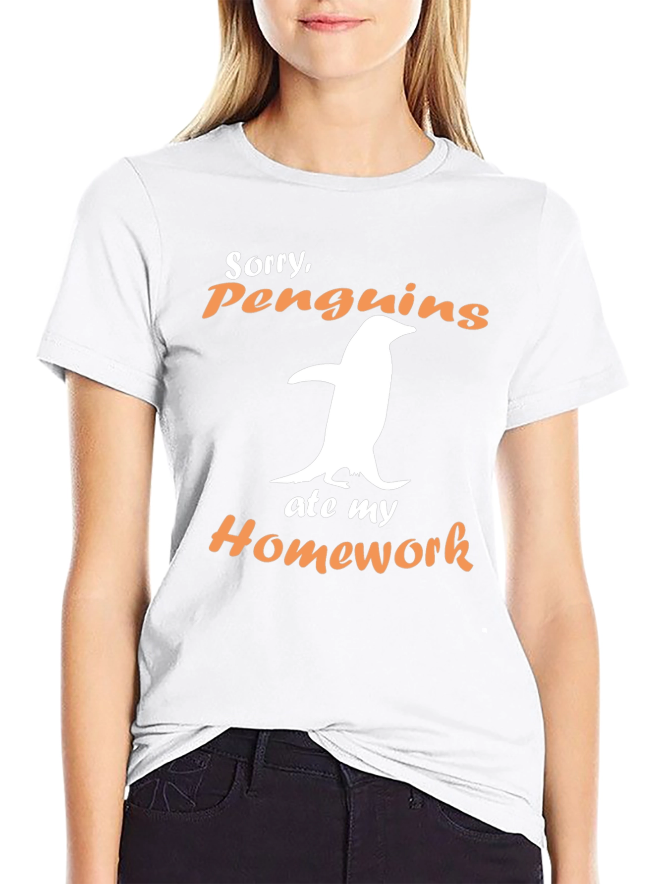 Penguin Ate My Homework Black Graphic Tee