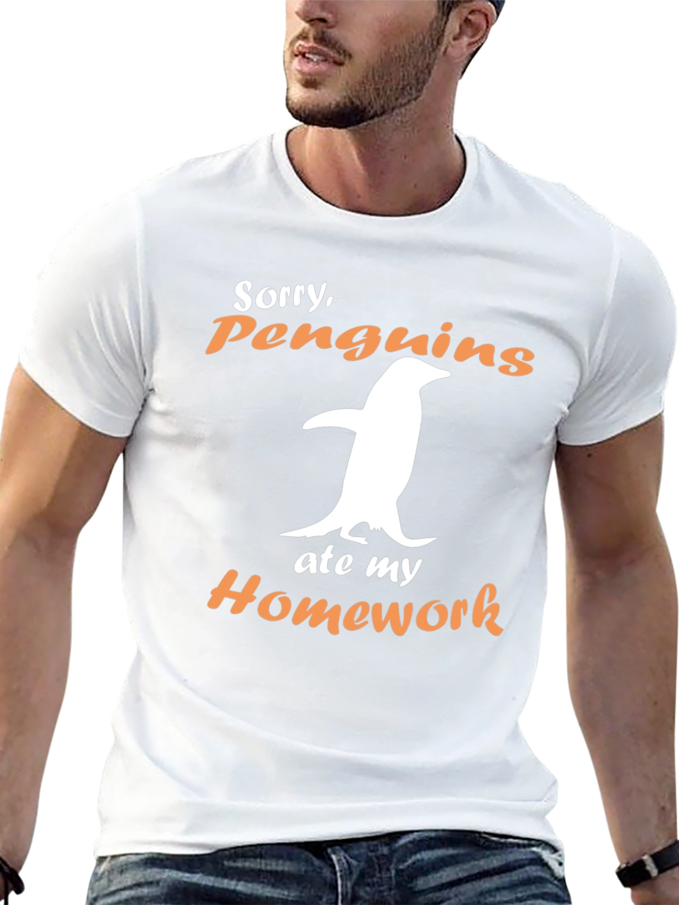 Penguin Ate My Homework Black Graphic Tee