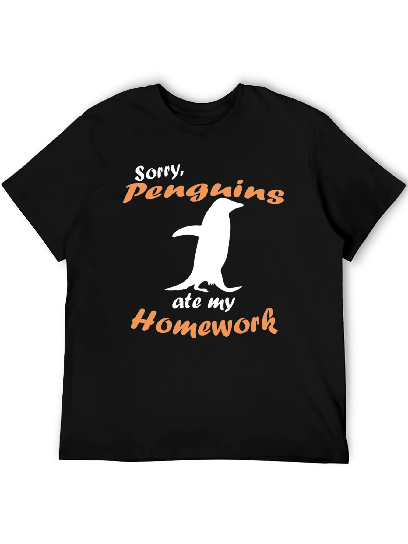 Penguin Ate My Homework Black Graphic Tee