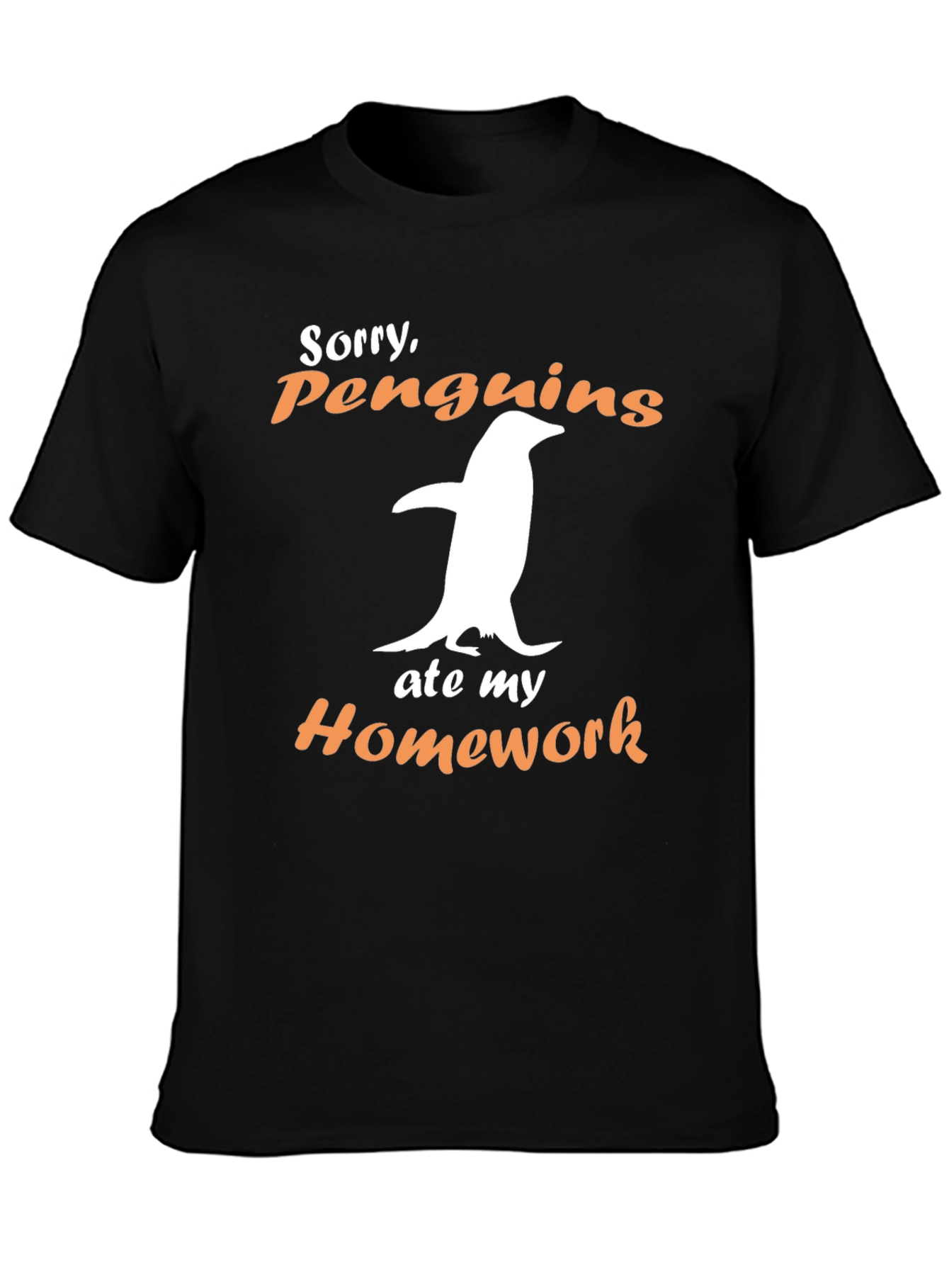 Penguin Ate My Homework Black Graphic Tee