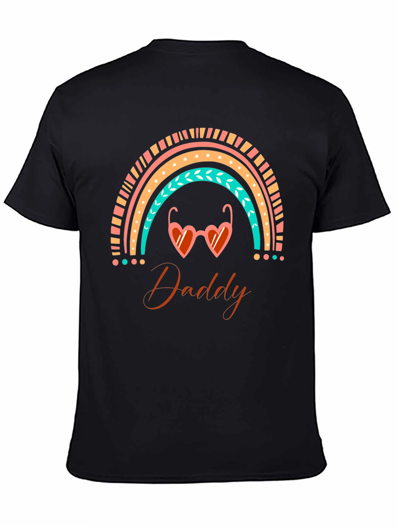 Daddy Rainbow Heart Sunglasses Black T-Shirt
