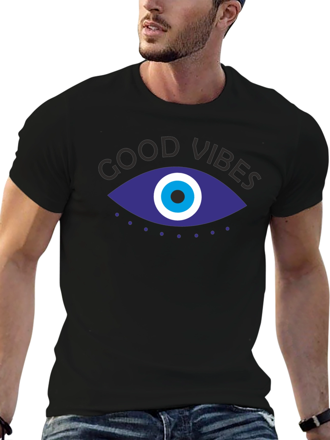 Good Vibes Evil Eye Graphic Tee - Black Unisex