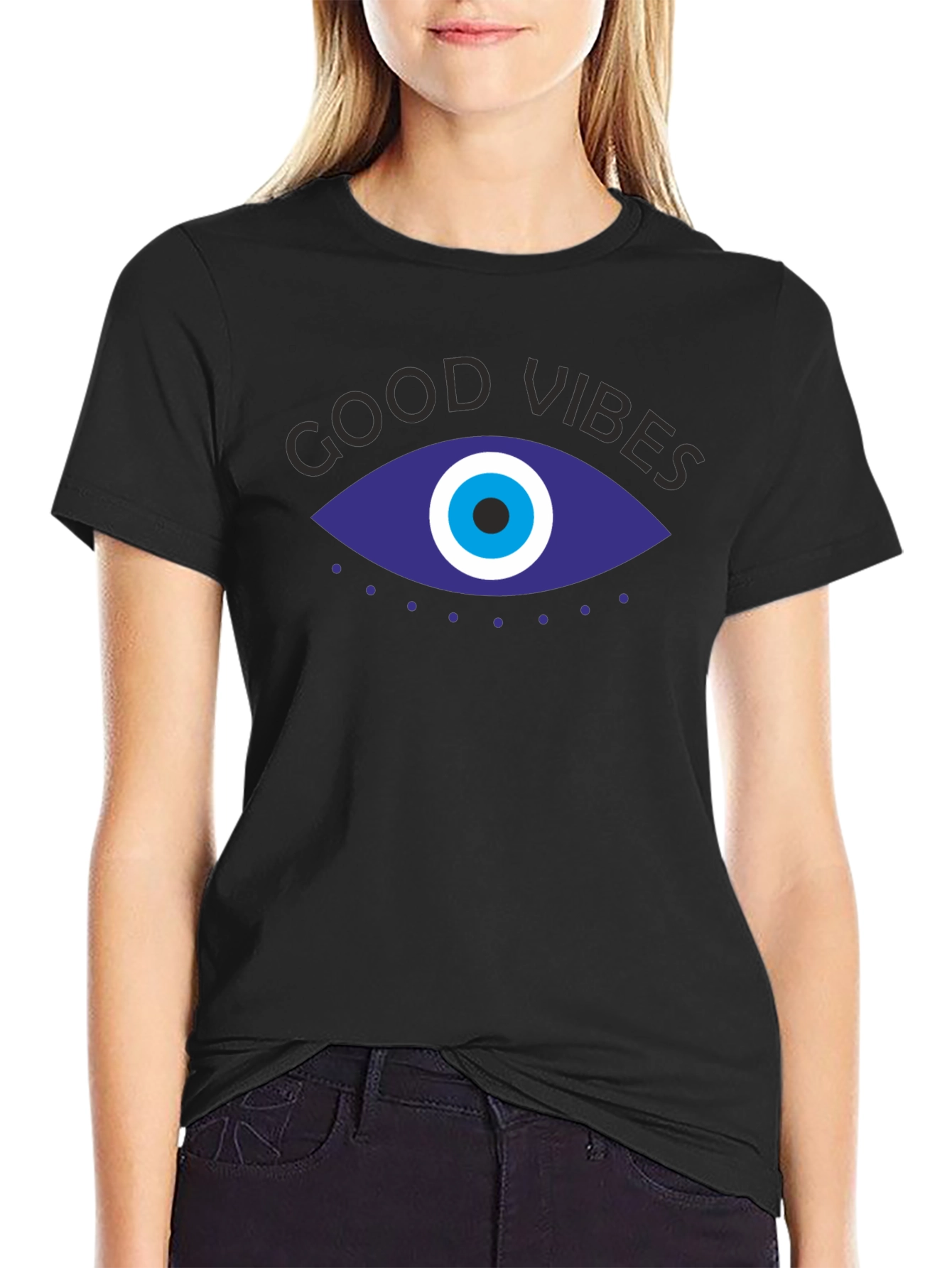 Good Vibes Evil Eye Graphic Tee - Black Unisex