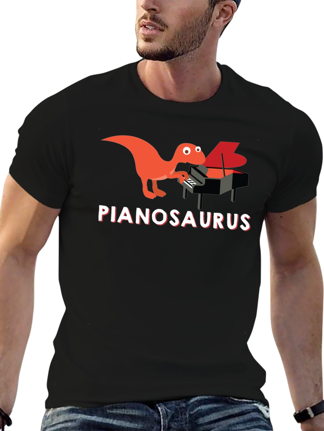 Pianosaurus T-Shirt - Dinosaur Playing Piano