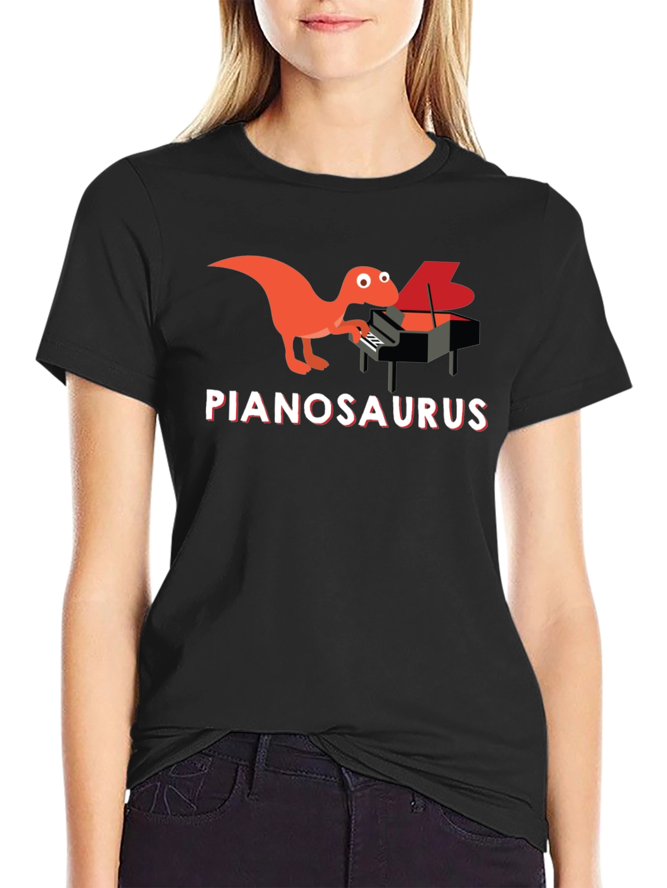 Pianosaurus T-Shirt - Dinosaur Playing Piano