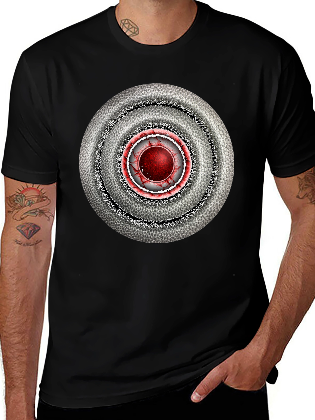 Abstract Target Graphic Mens Black T-Shirt