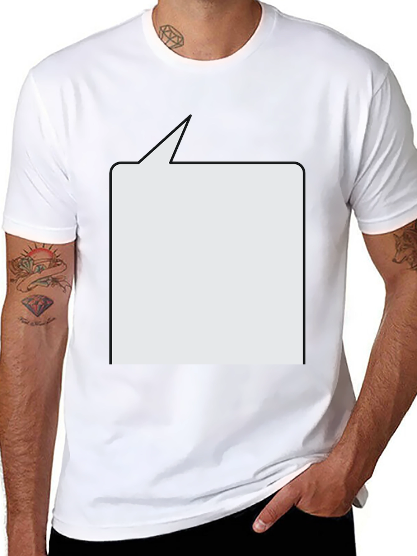 Black T-Shirt with Customizable Speech Bubble