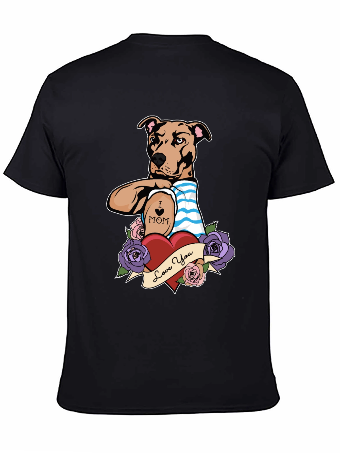 Dog Mom Tattoo T-Shirt - Heart & Roses