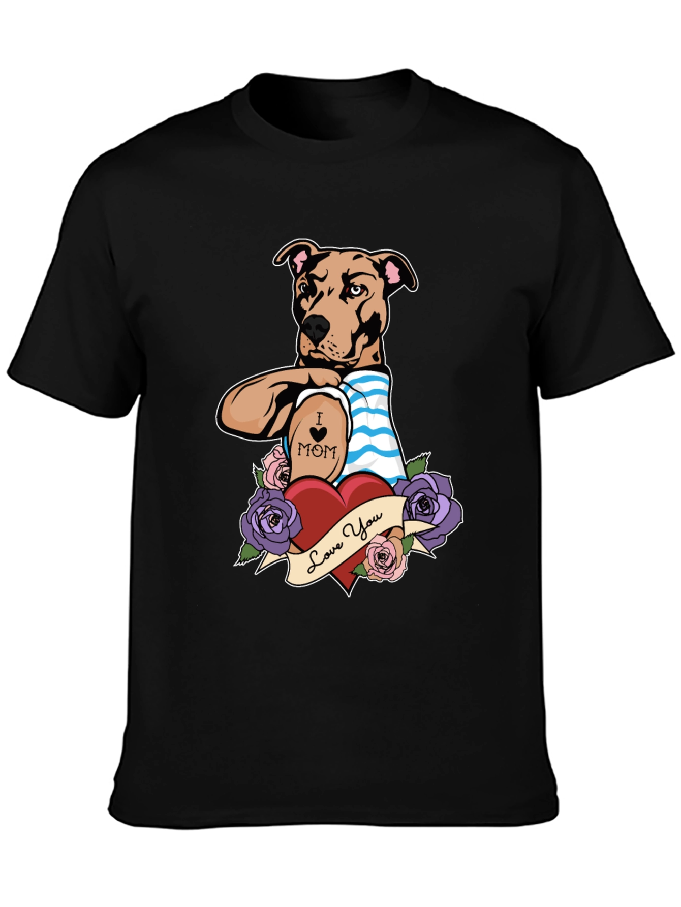 Dog Mom Tattoo T-Shirt - Heart & Roses
