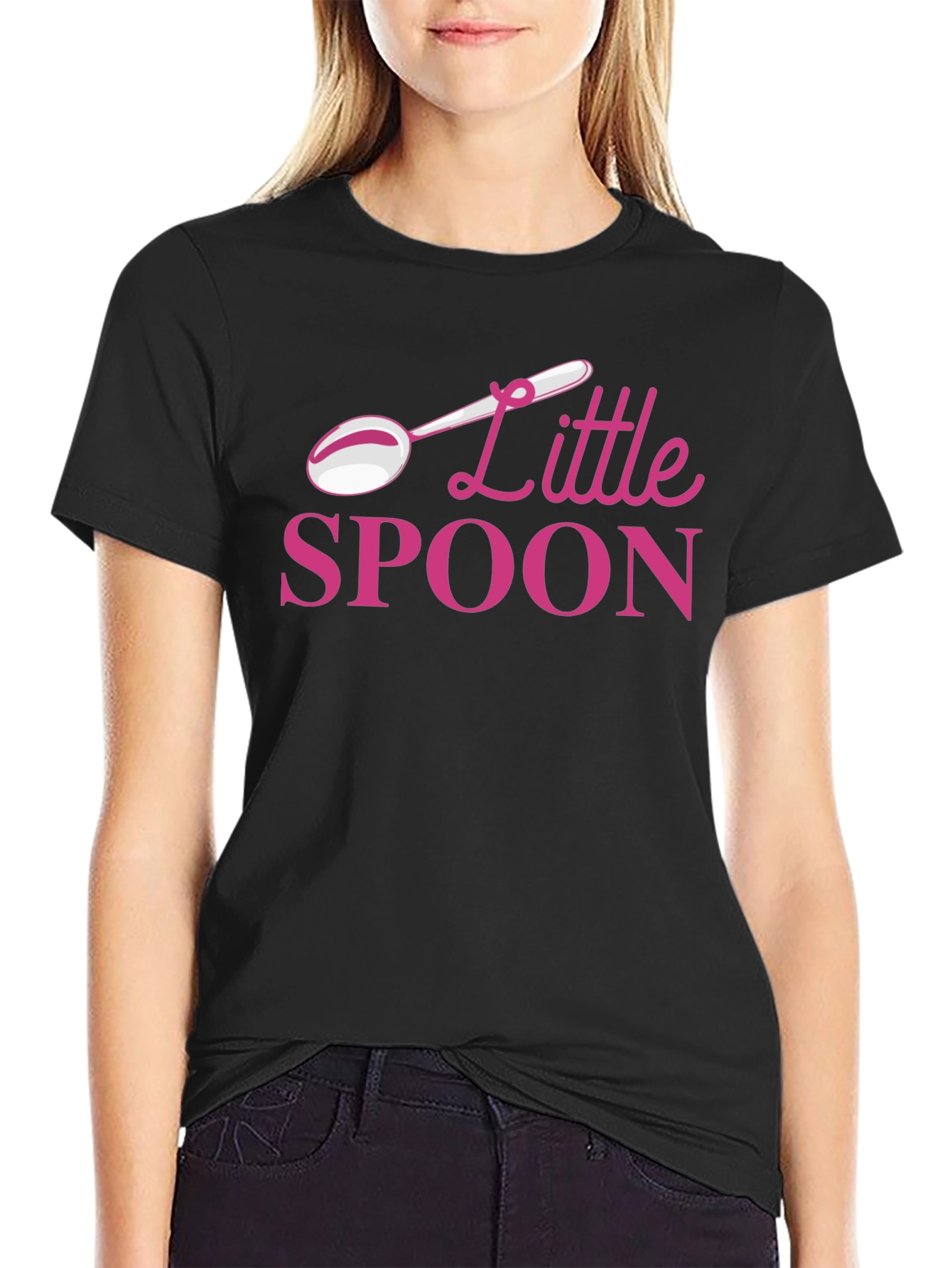 Little Spoon Black T-Shirt - Fun Couple Apparel