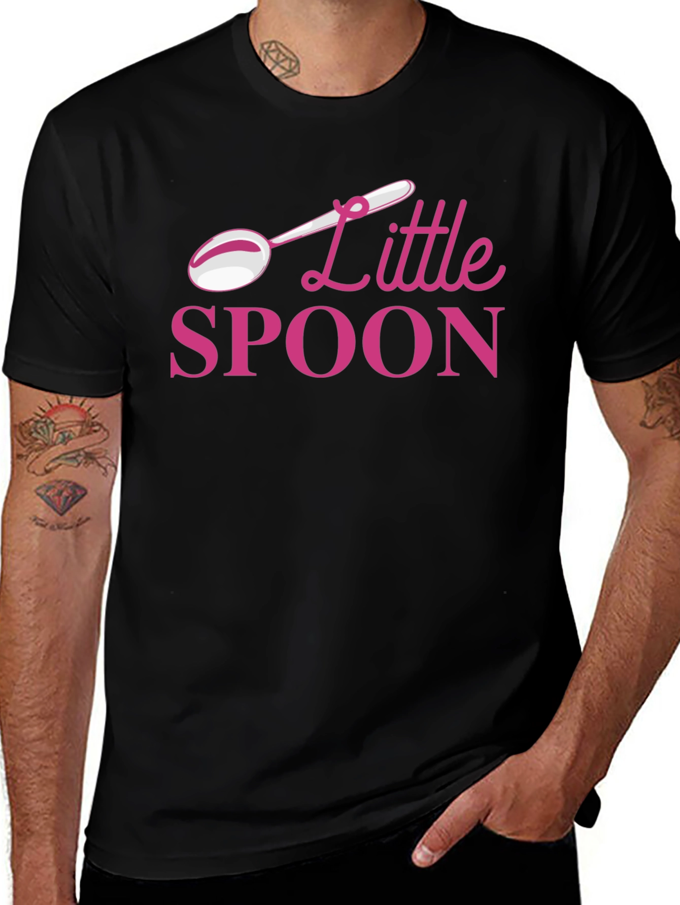 Little Spoon Black T-Shirt - Fun Couple Apparel