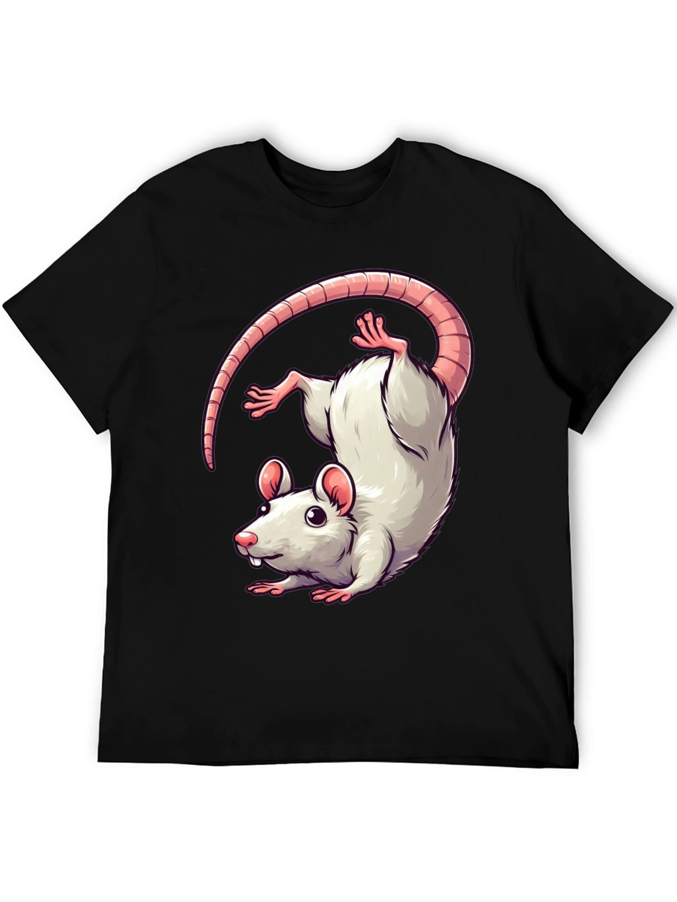 Cute Cartoon Rat Graphic T-Shirt - Unisex Black Tee
