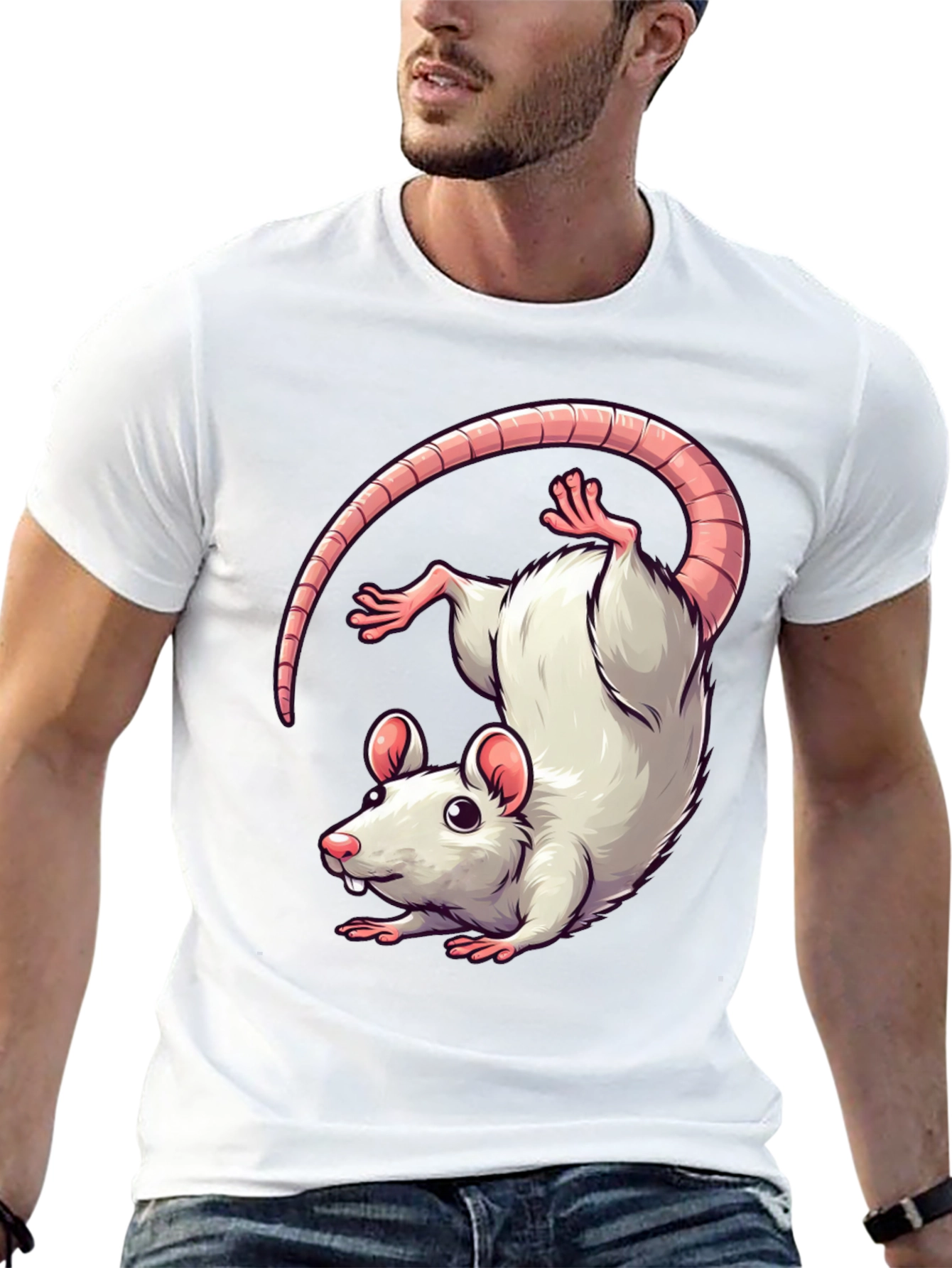 Cute Cartoon Rat Graphic T-Shirt - Unisex Black Tee