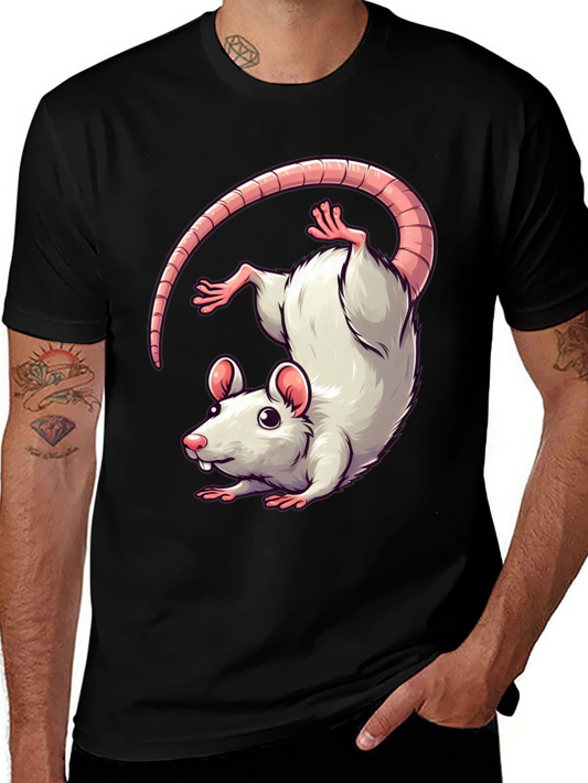 Cute Cartoon Rat Graphic T-Shirt - Unisex Black Tee