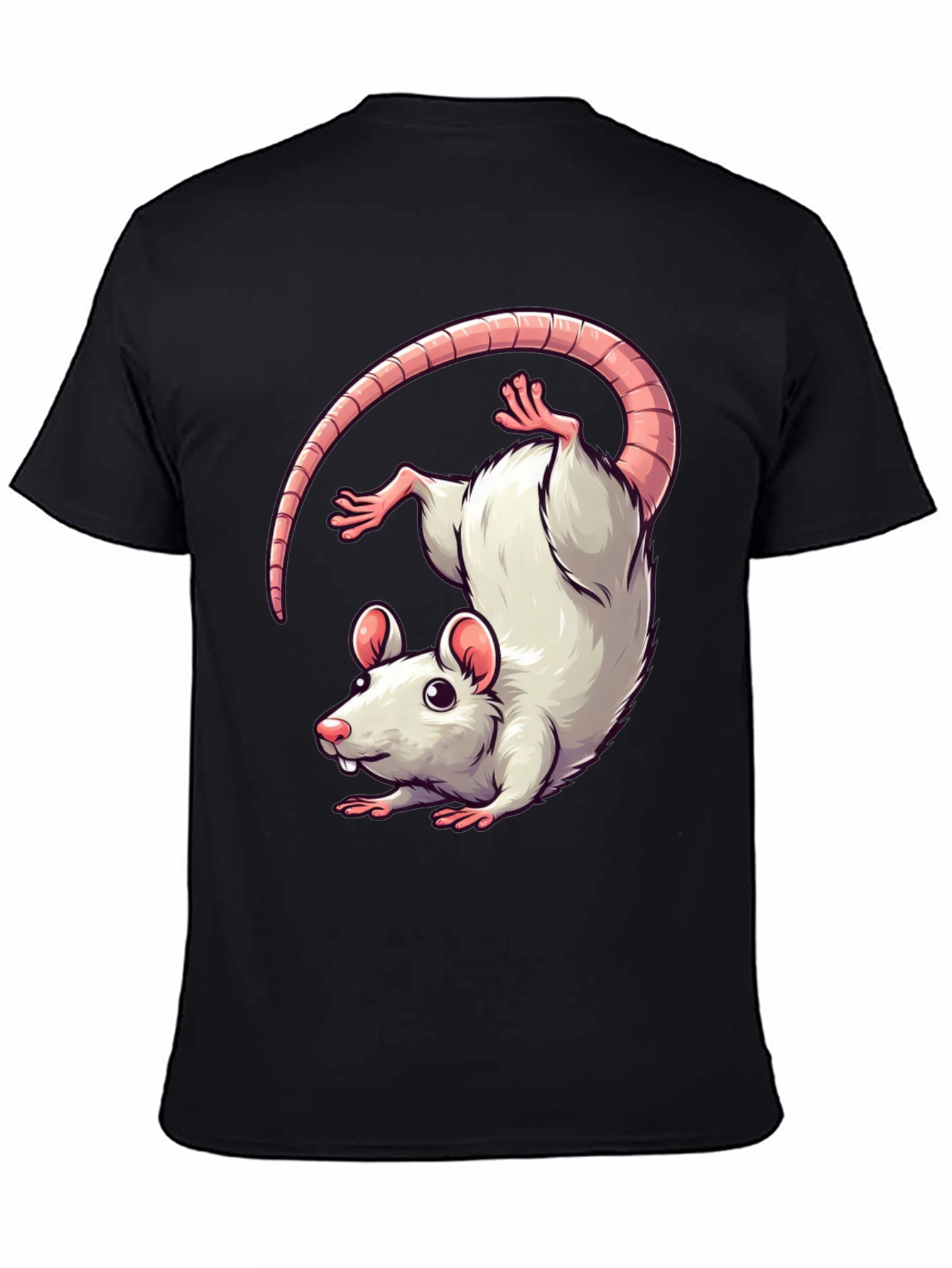 Cute Cartoon Rat Graphic T-Shirt - Unisex Black Tee