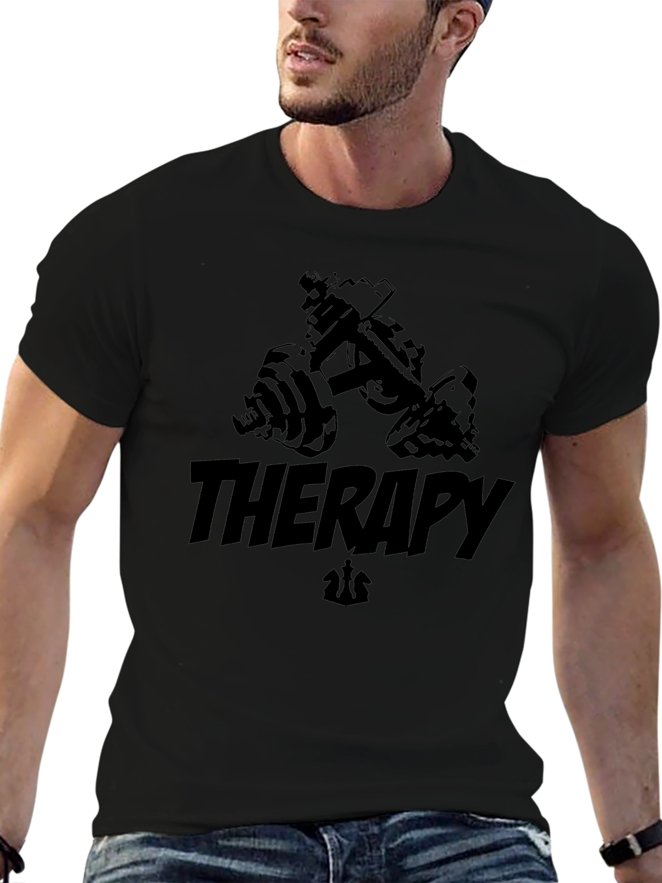 Therapy Dumbbell T-Shirt - Black Gym Workout Tee