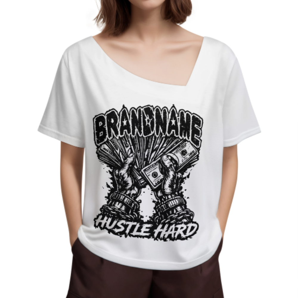 Brandname Hustle Hard Graphic T-Shirt – Money Streetwear Urban Style Tee for Hustlers & Trendsetters(z236)
