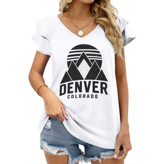 Denver Colorado Mountain Graphic T-Shirt – Retro Outdoor Adventure Nature Travel Tee(z244)