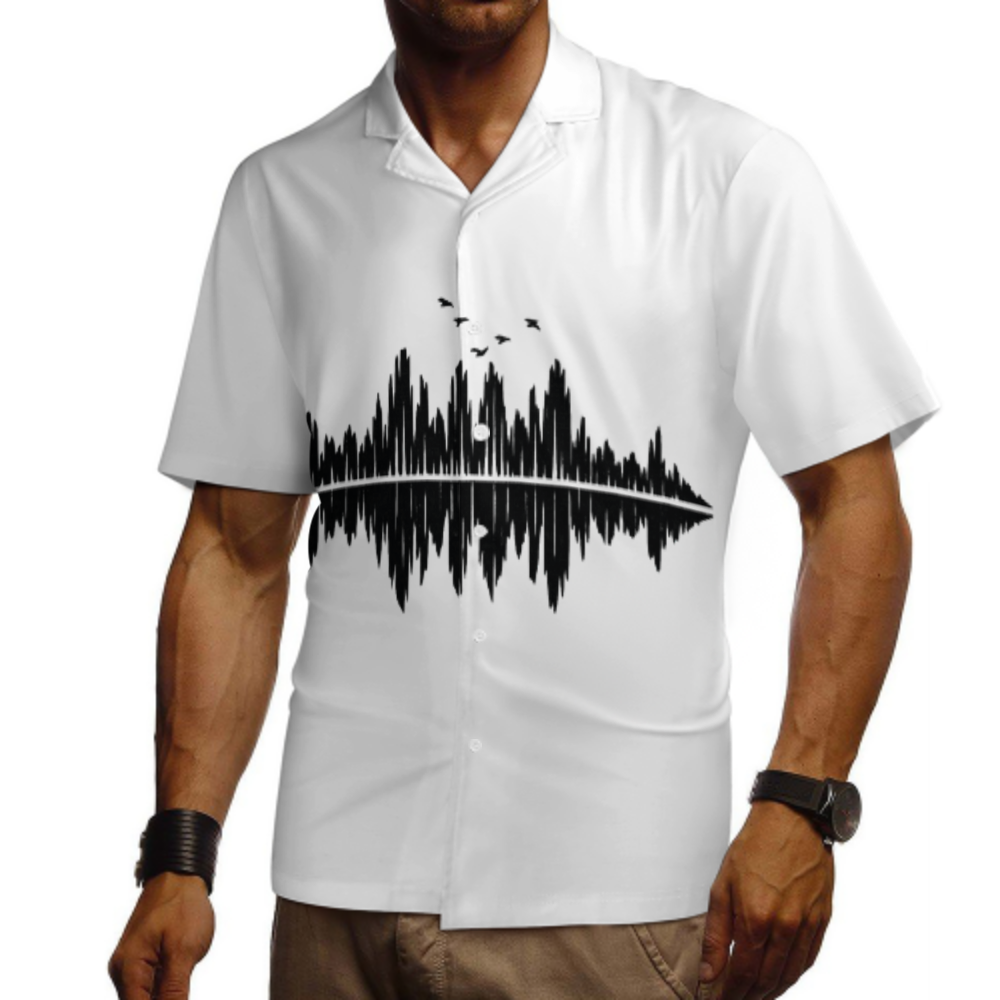 Minimal Soundwave Skyline Graphic Shirt – Modern Music Vibes Streetwear Tee(z270)