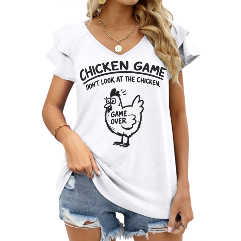Chicken Game Funny Graphic T-Shirt – “Don’t Look At The Chicken” Humor Casual Tee(z248)