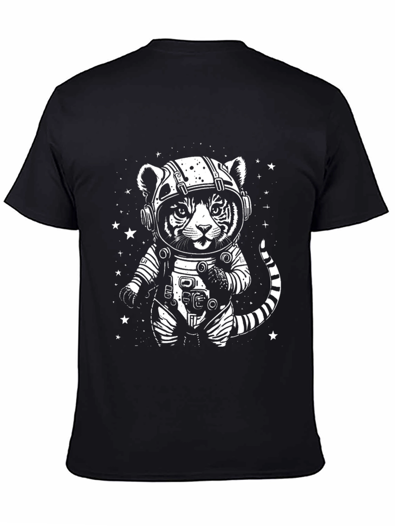 Cool Cat Astronaut Graphic Tee - Black