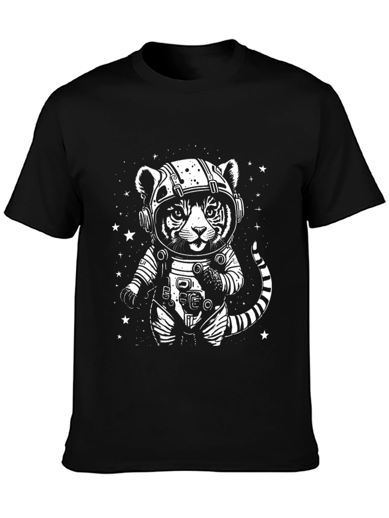 Cool Cat Astronaut Graphic Tee - Black