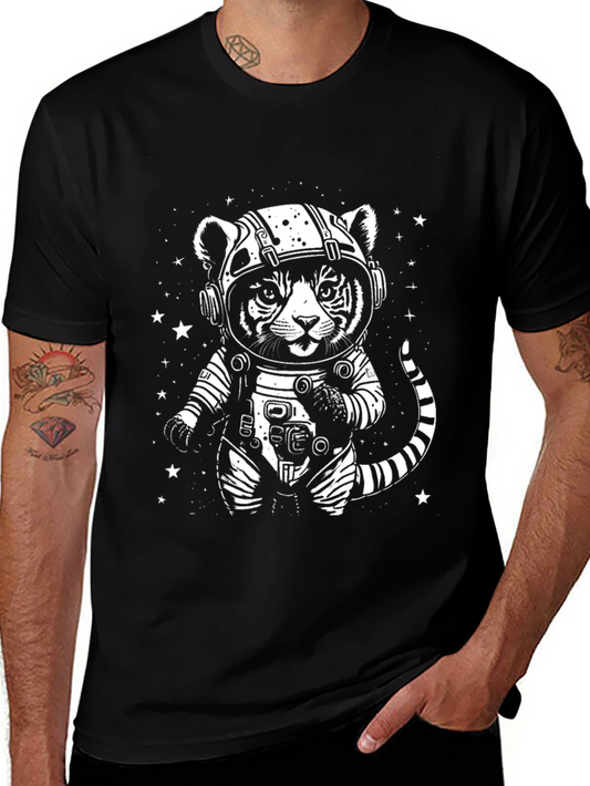 Cool Cat Astronaut Graphic Tee - Black