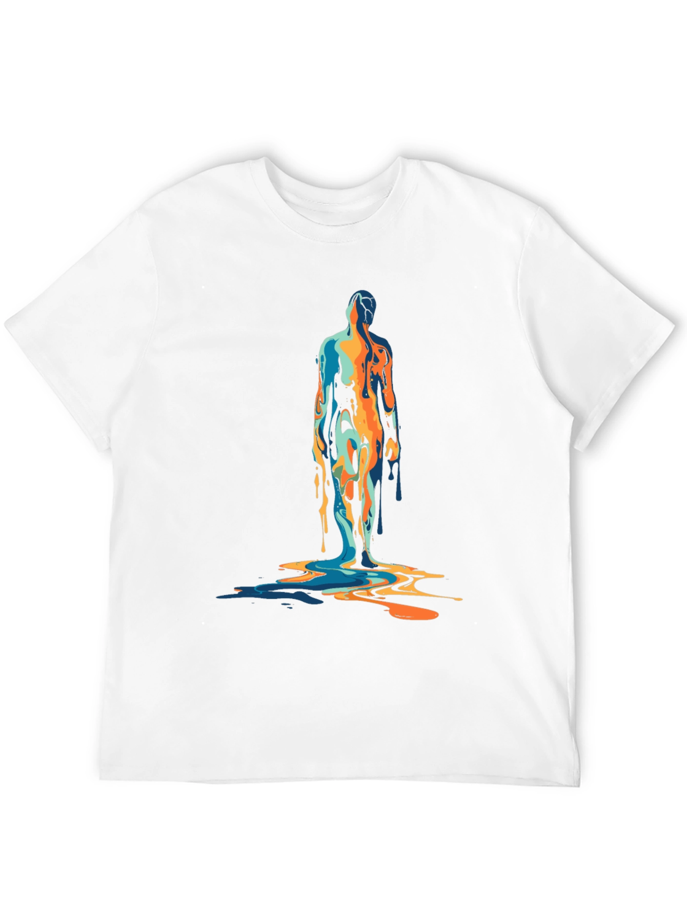 Abstract Dripping Figure Graphic Tee - Black