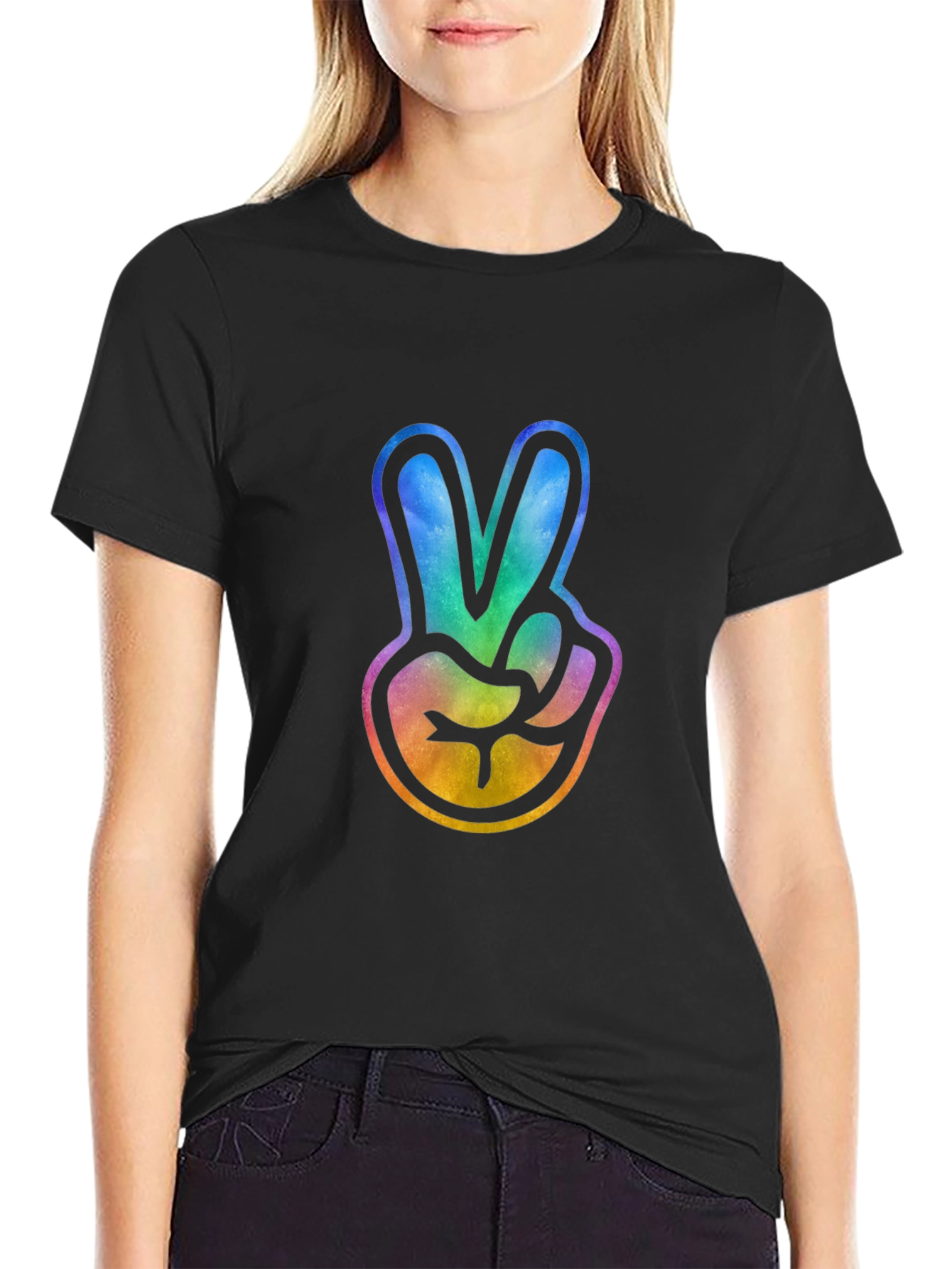Peace Sign Tie-Dye Graphic Tee - Trendy Casual