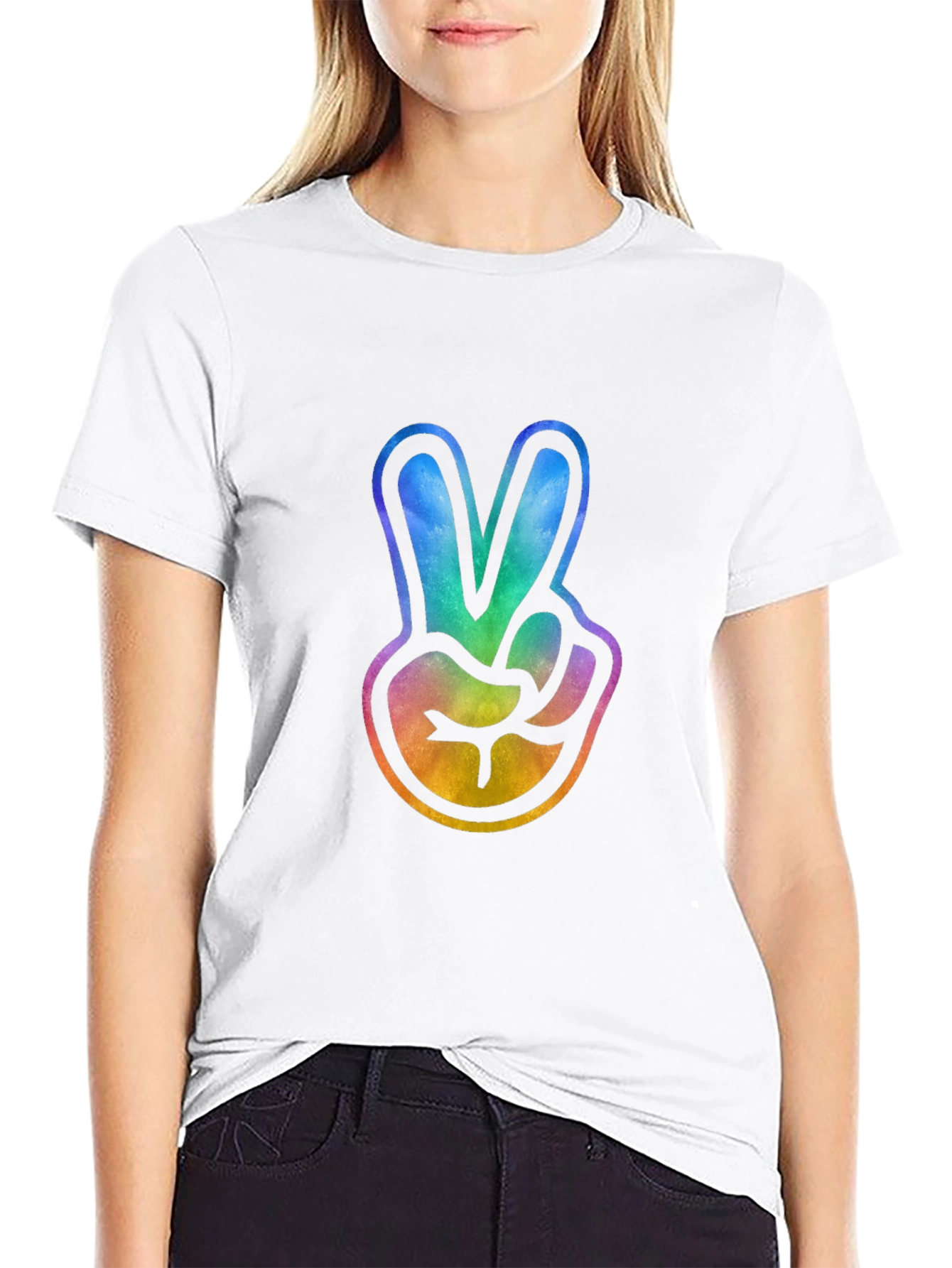 Peace Sign Tie-Dye Graphic Tee - Trendy Casual