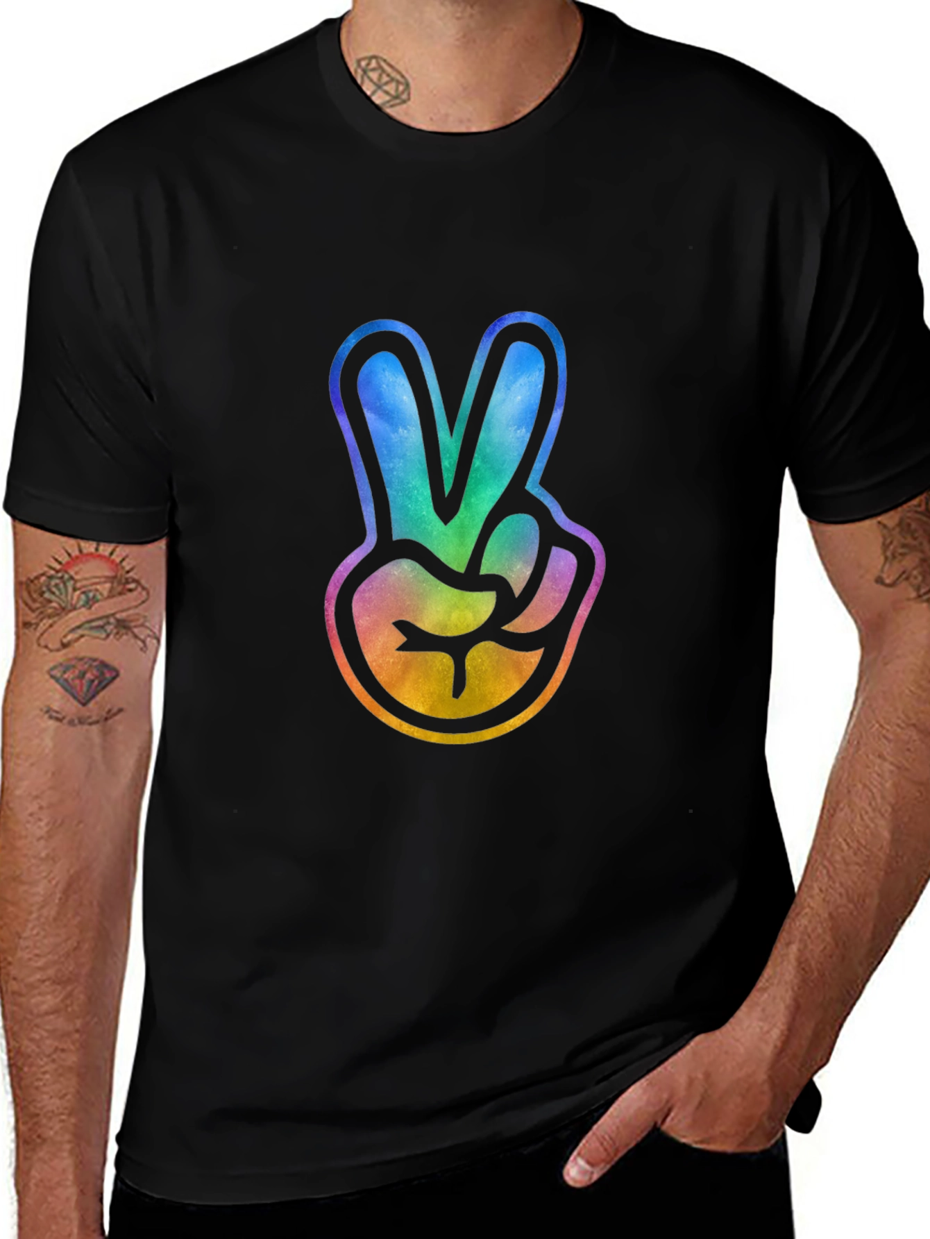 Peace Sign Tie-Dye Graphic Tee - Trendy Casual