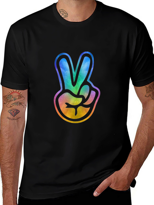 Peace Sign Tie-Dye Graphic Tee - Trendy Casual