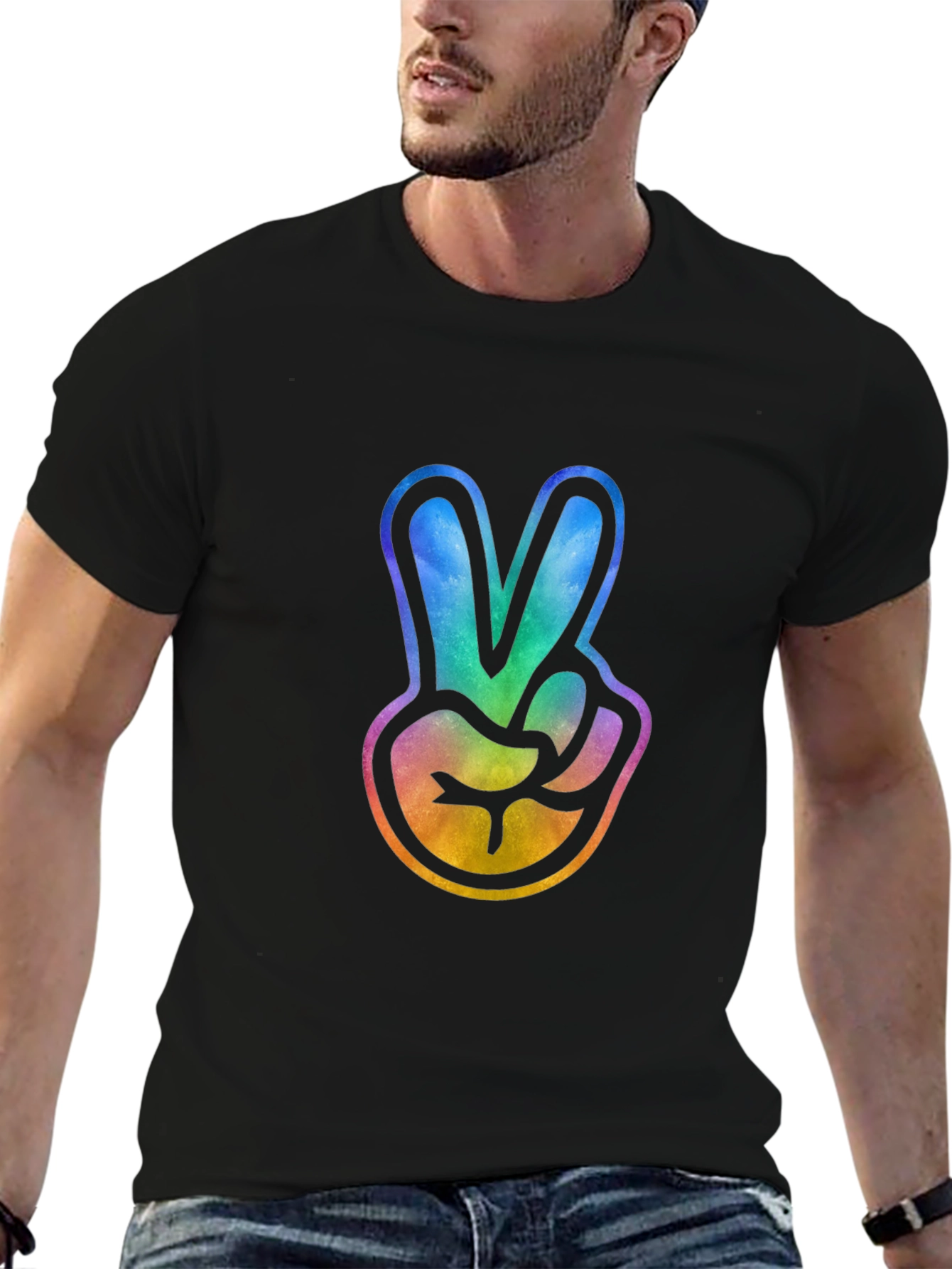Peace Sign Tie-Dye Graphic Tee - Trendy Casual