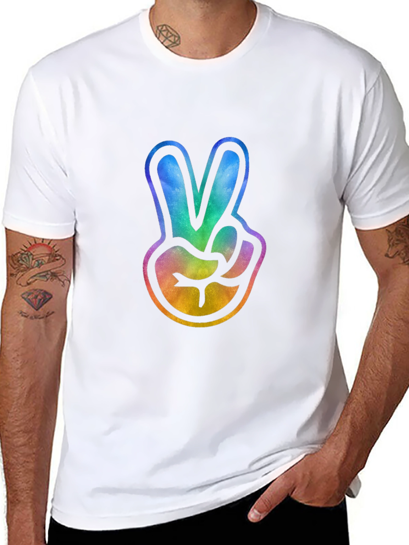 Peace Sign Tie-Dye Graphic Tee - Trendy Casual