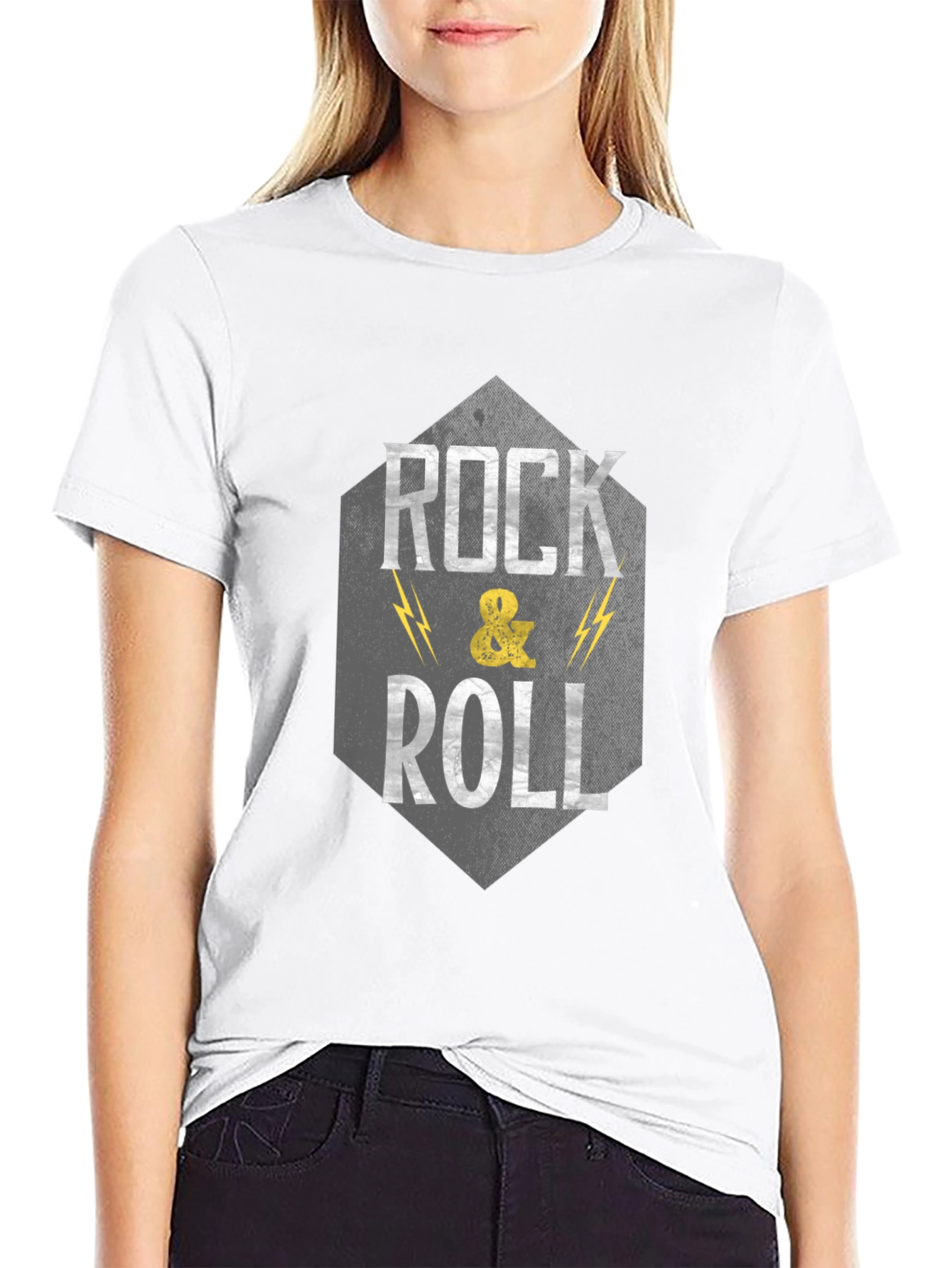 Rock & Roll Graphic Print Black T-Shirt