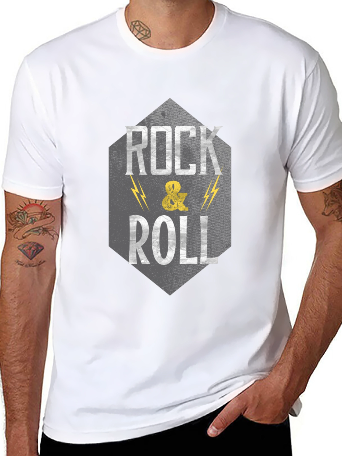 Rock & Roll Graphic Print Black T-Shirt