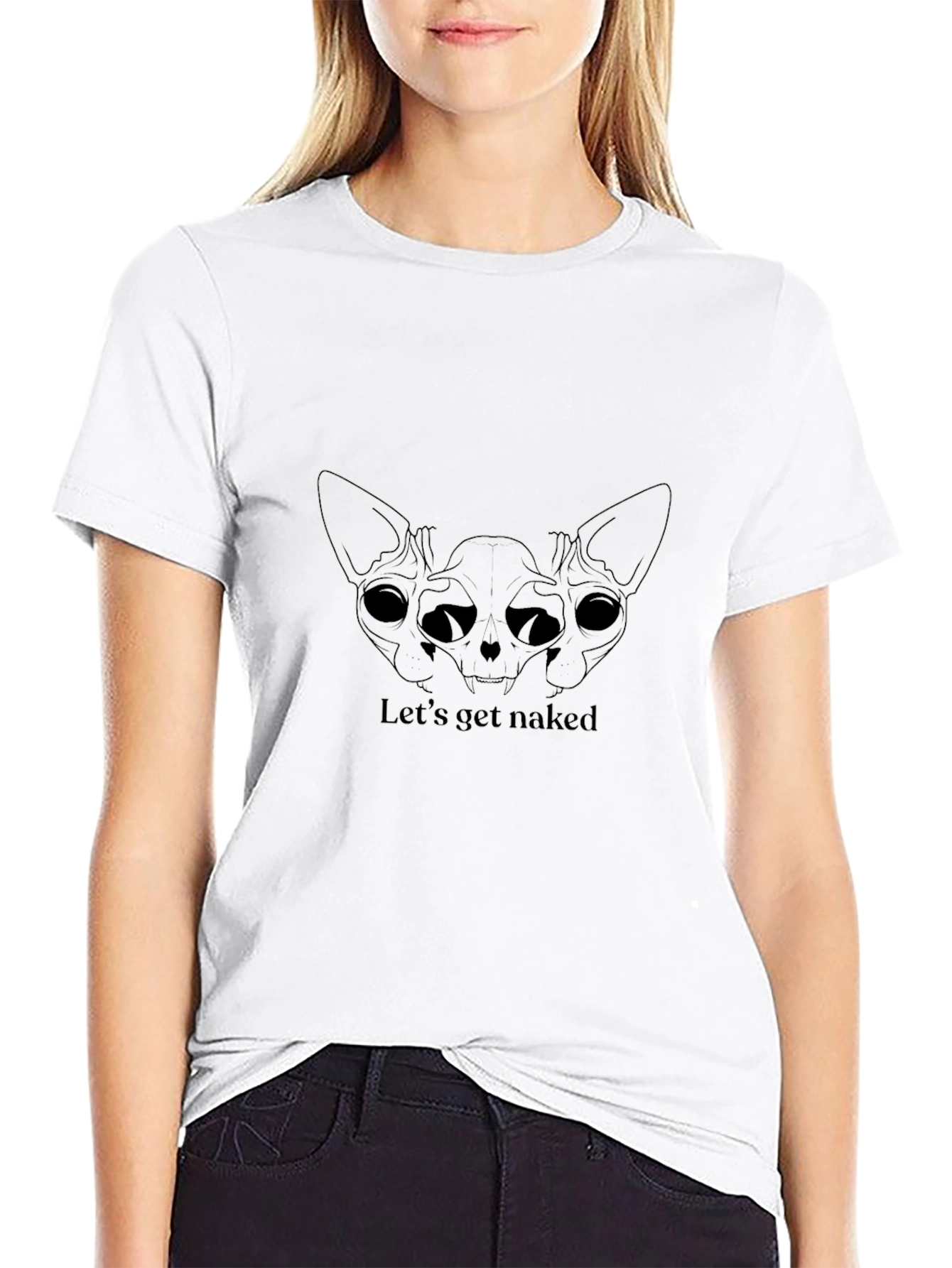 Skull Cat Graphic T-Shirt - Lets Get Naked!