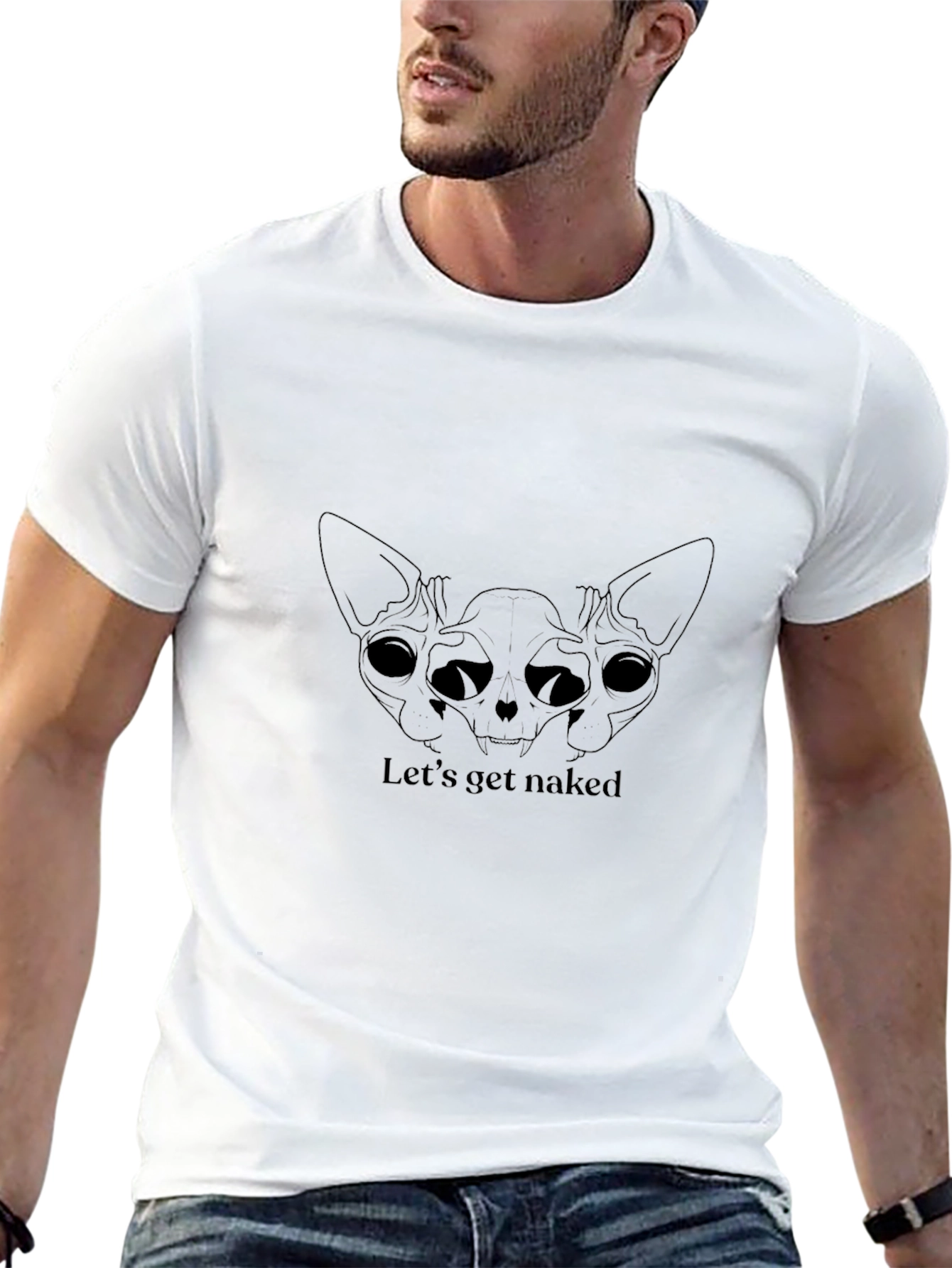 Skull Cat Graphic T-Shirt - Lets Get Naked!