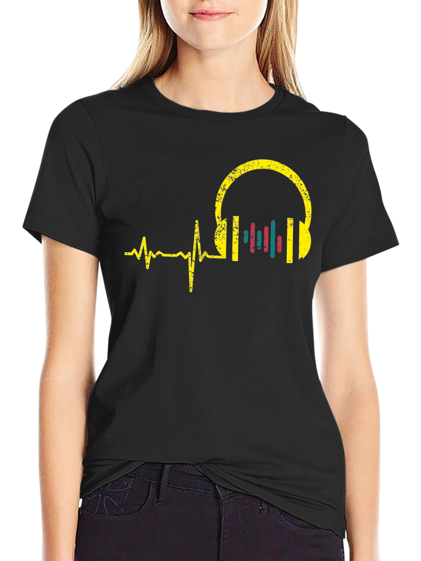 Music Lover T-Shirt - Headphone Heartbeat Design