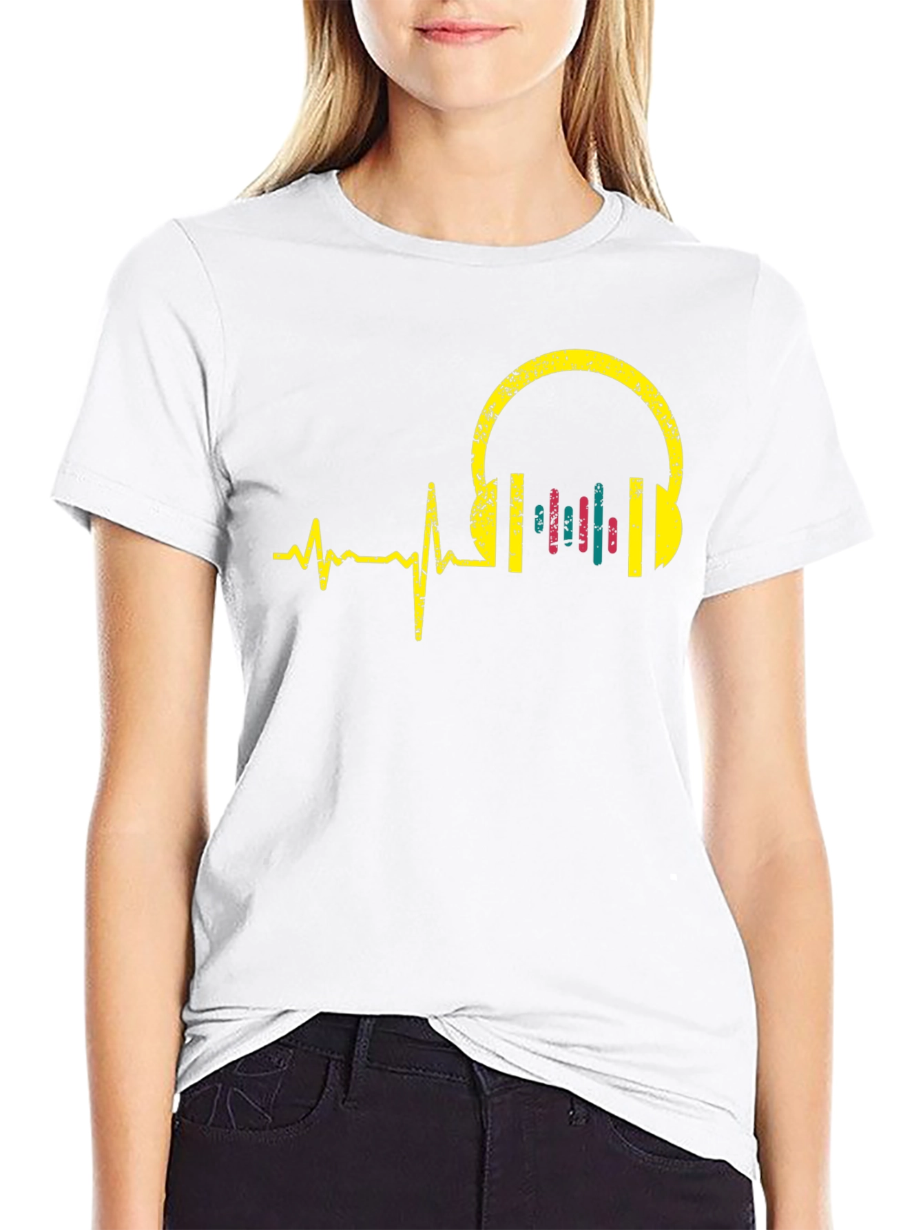 Music Lover T-Shirt - Headphone Heartbeat Design