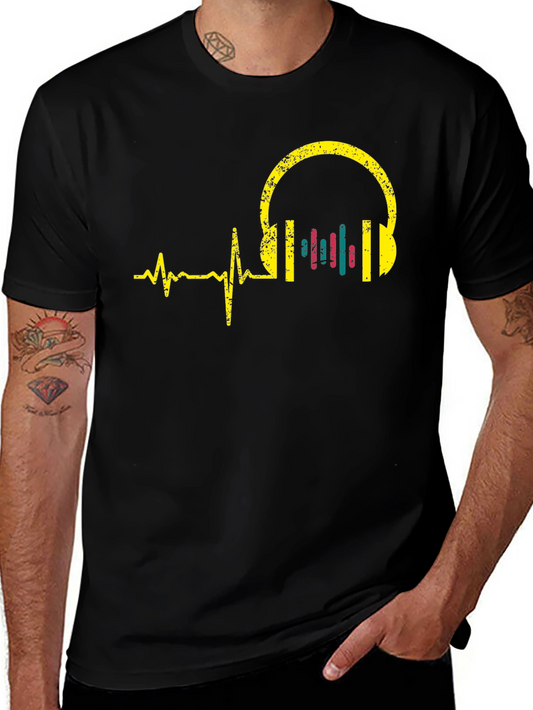 Music Lover T-Shirt - Headphone Heartbeat Design