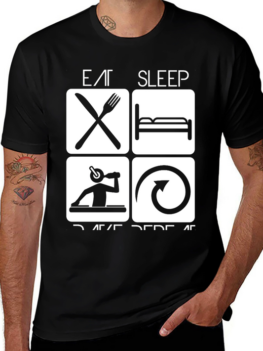 Eat Sleep Rave Repeat Black Graphic Tee