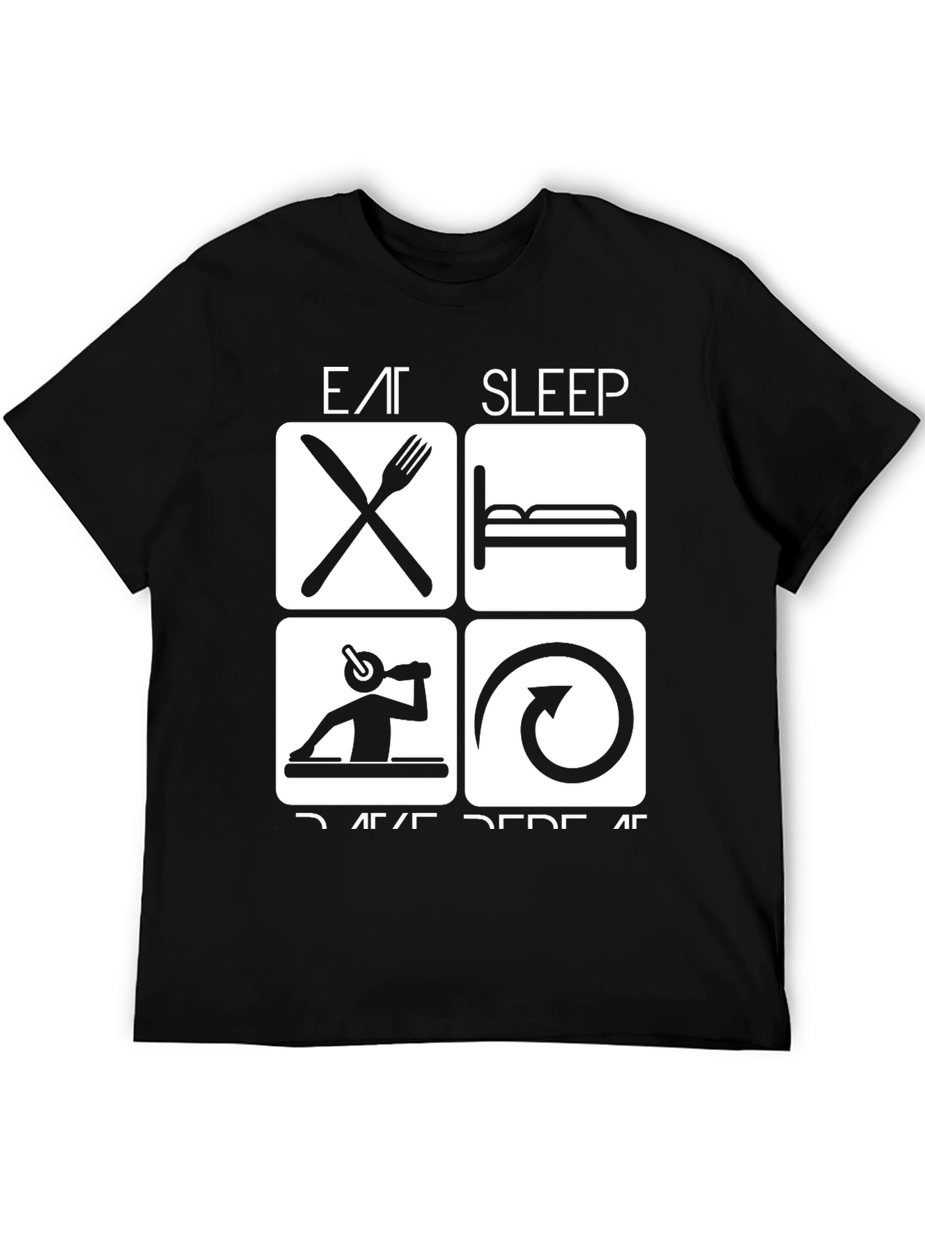 Eat Sleep Rave Repeat Black Graphic Tee