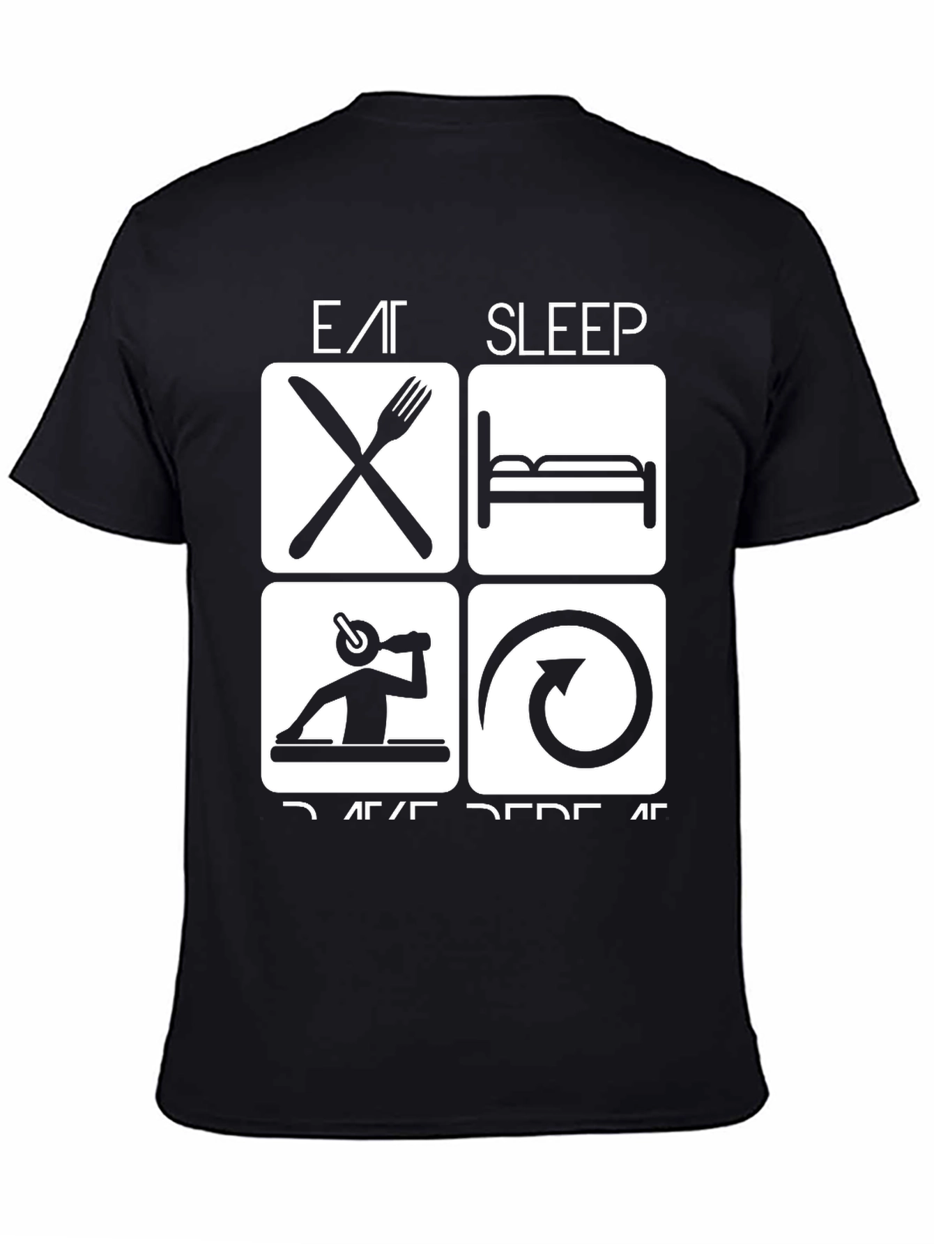 Eat Sleep Rave Repeat Black Graphic Tee